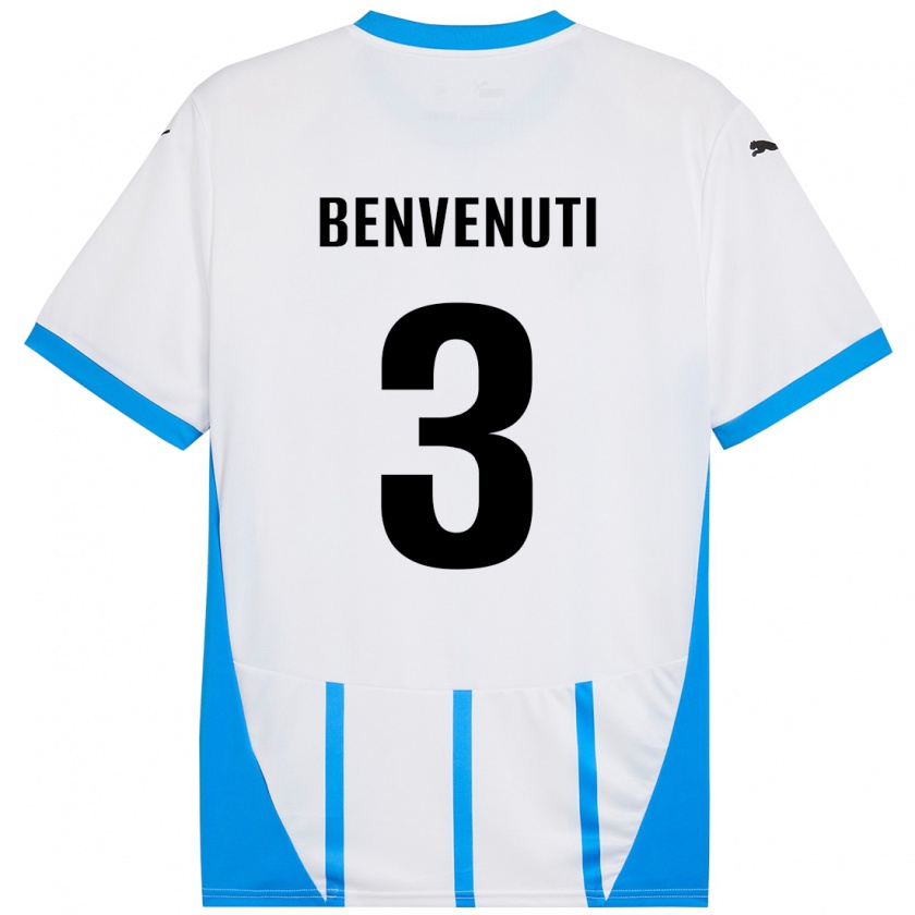 Kandiny Hombre Camiseta Tommaso Benvenuti #3 Blanco Azul 2ª Equipación 2024/25 La Camisa Chile