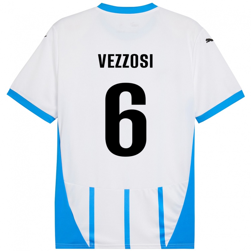 Kandiny Hombre Camiseta Giorgio Vezzosi #6 Blanco Azul 2ª Equipación 2024/25 La Camisa Chile