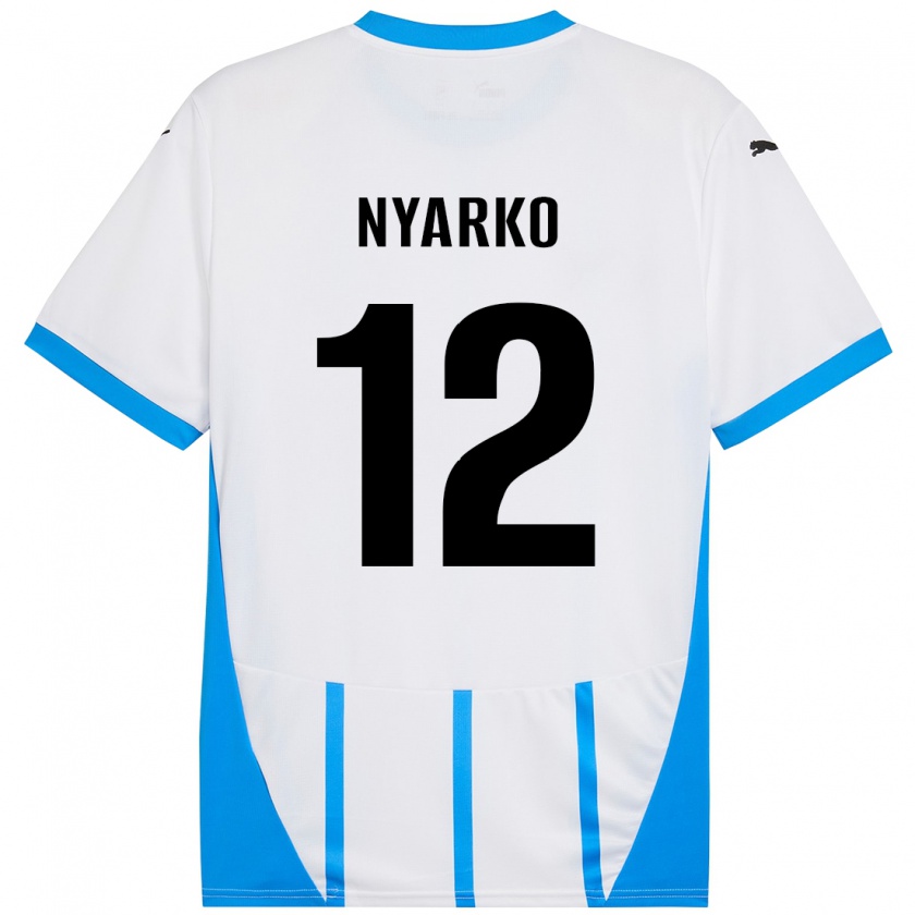 Kandiny Hombre Camiseta Lorenzo Nyarko #12 Blanco Azul 2ª Equipación 2024/25 La Camisa Chile