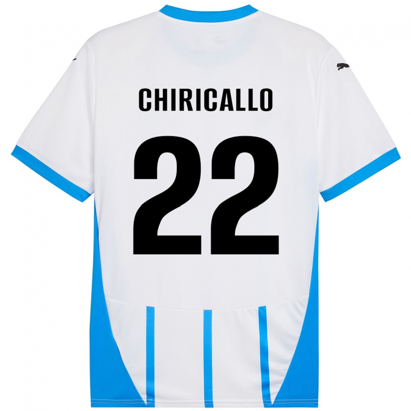 Kandiny Hombre Camiseta Giovanni Chiricallo #22 Blanco Azul 2ª Equipación 2024/25 La Camisa Chile