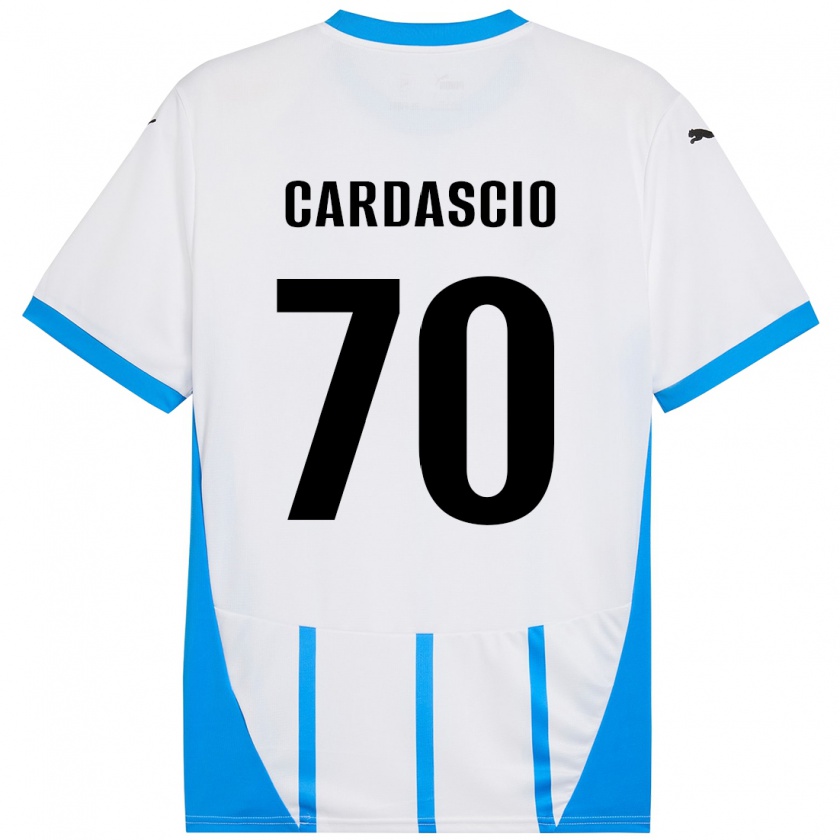 Kandiny Hombre Camiseta Alessandro Cardascio #70 Blanco Azul 2ª Equipación 2024/25 La Camisa Chile