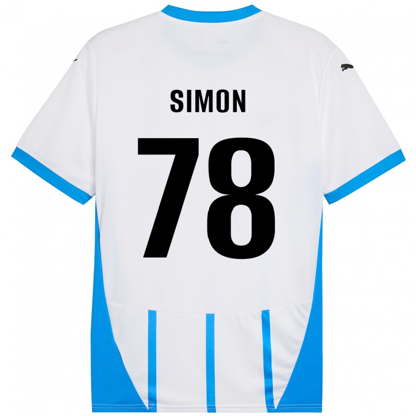 Kandiny Hombre Camiseta Bénédicte Simon #78 Blanco Azul 2ª Equipación 2024/25 La Camisa Chile