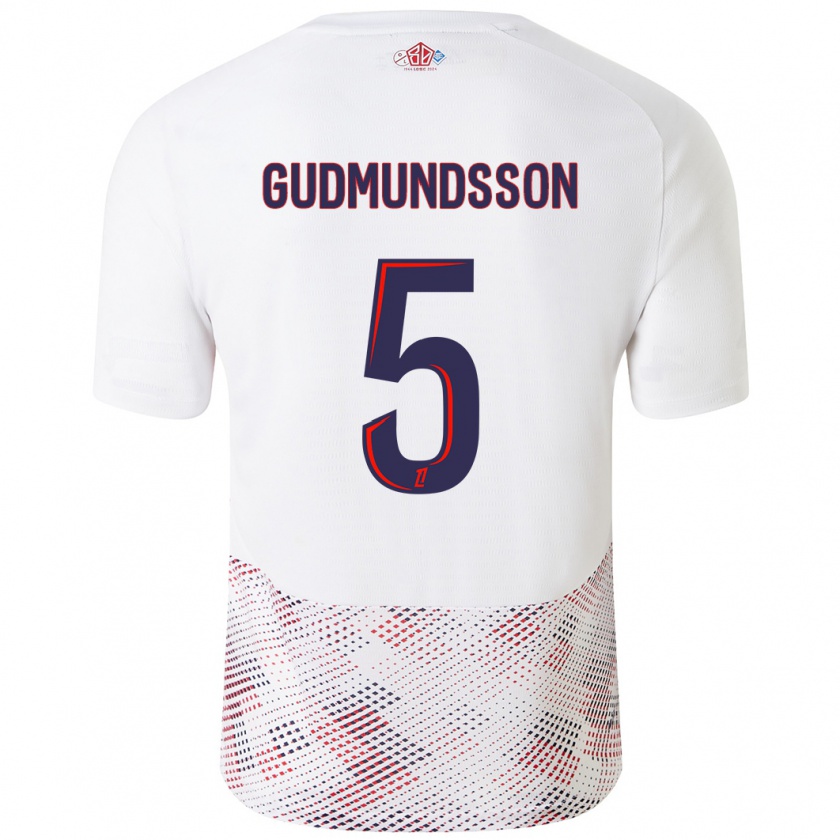 Kandiny Hombre Camiseta Gabriel Gudmundsson #5 Blanco Azul Real 2ª Equipación 2024/25 La Camisa Chile