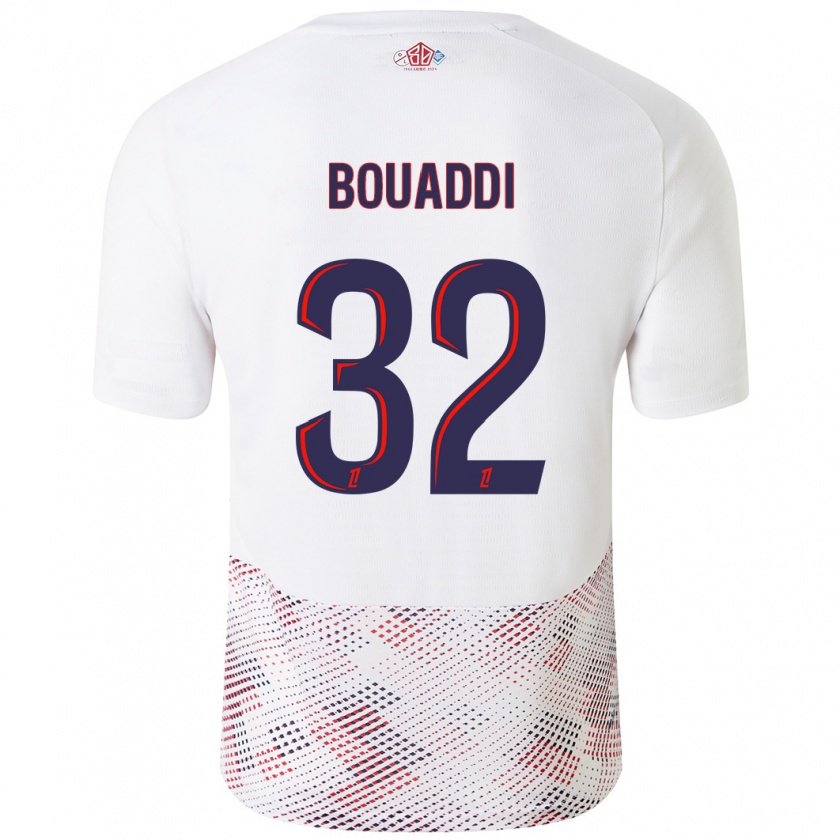 Kandiny Hombre Camiseta Ayyoub Bouaddi #32 Blanco Azul Real 2ª Equipación 2024/25 La Camisa Chile