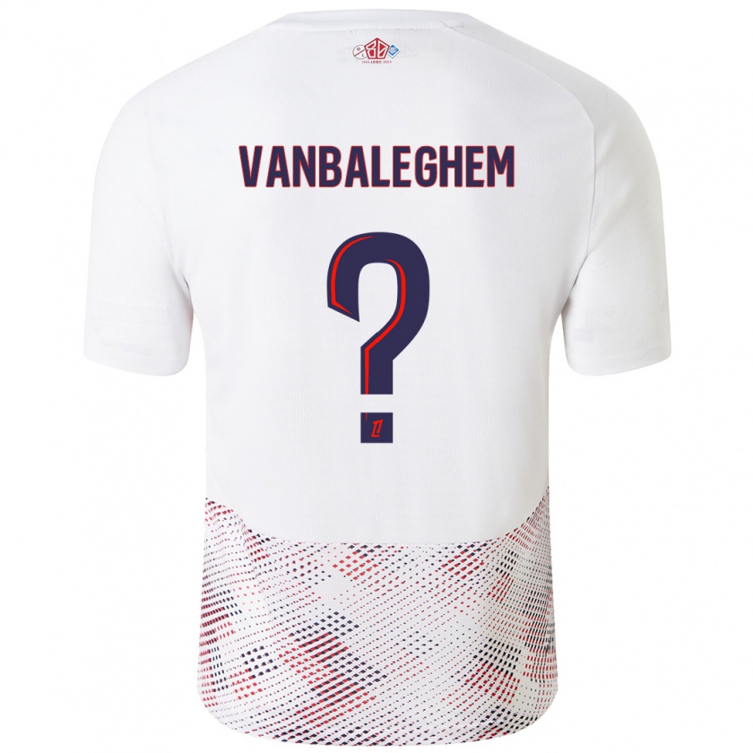 Kandiny Hombre Camiseta Valentin Vanbaleghem #0 Blanco Azul Real 2ª Equipación 2024/25 La Camisa Chile