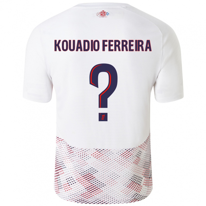 Kandiny Hombre Camiseta Wilfrid Kouadio Ferreira #0 Blanco Azul Real 2ª Equipación 2024/25 La Camisa Chile