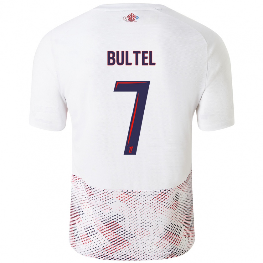 Kandiny Hombre Camiseta Ludivine Bultel #7 Blanco Azul Real 2ª Equipación 2024/25 La Camisa Chile