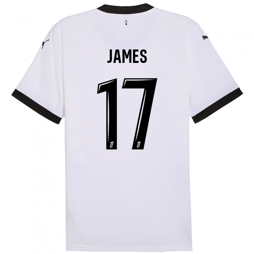 Kandiny Hombre Camiseta Jordan James #17 Blanco Negro 2ª Equipación 2024/25 La Camisa Chile