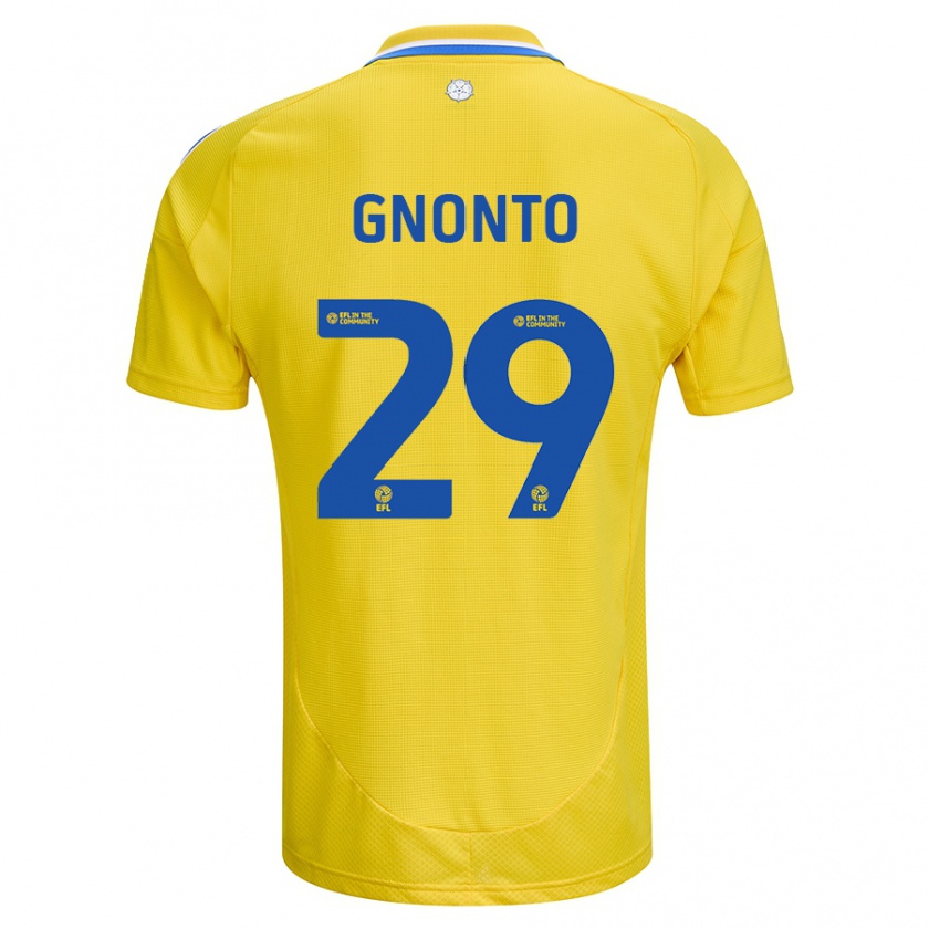 Kandiny Hombre Camiseta Wilfried Gnonto #29 Amarillo Azul 2ª Equipación 2024/25 La Camisa Chile