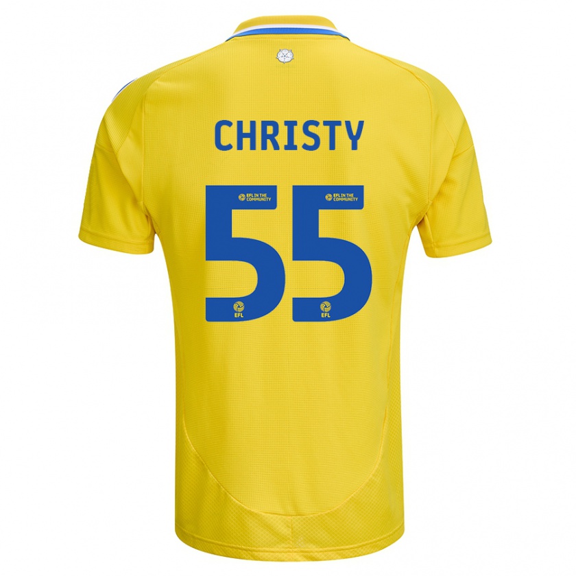 Kandiny Hombre Camiseta Harry Christy #55 Amarillo Azul 2ª Equipación 2024/25 La Camisa Chile