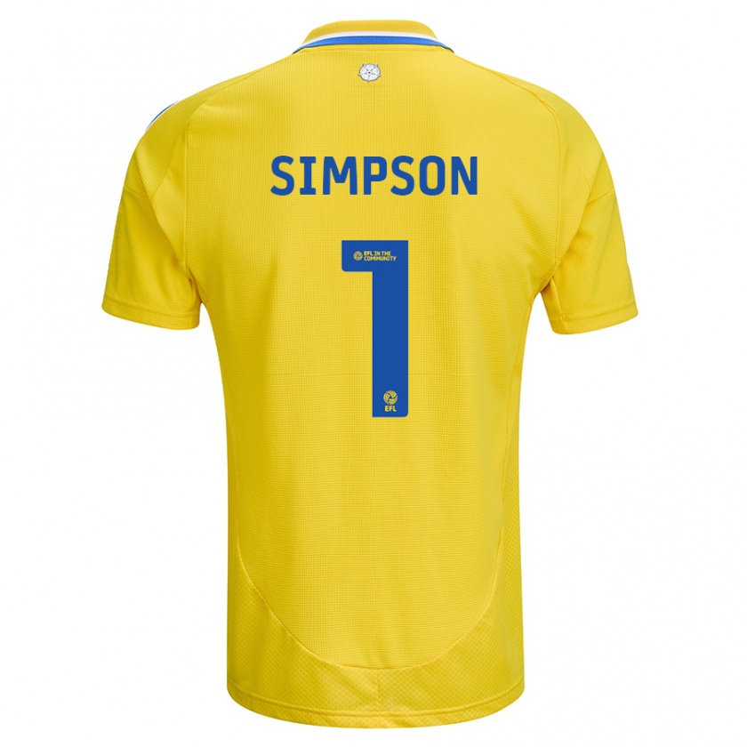 Kandiny Hombre Camiseta Carrie Simpson #1 Amarillo Azul 2ª Equipación 2024/25 La Camisa Chile