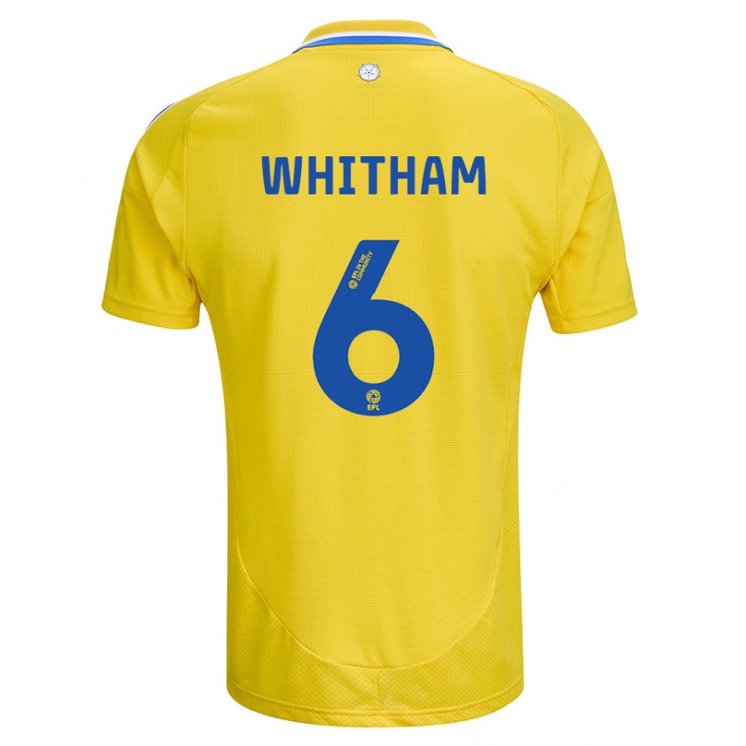 Kandiny Hombre Camiseta Danielle Whitham #6 Amarillo Azul 2ª Equipación 2024/25 La Camisa Chile