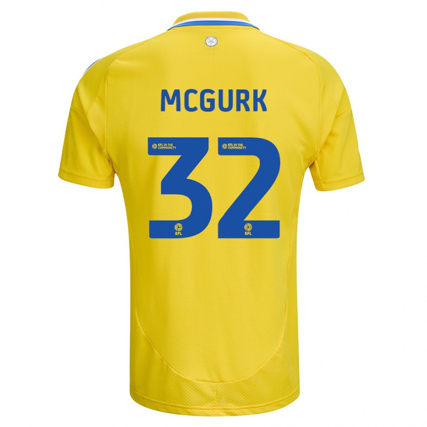 Kandiny Hombre Camiseta Sean Mcgurk #32 Amarillo Azul 2ª Equipación 2024/25 La Camisa Chile