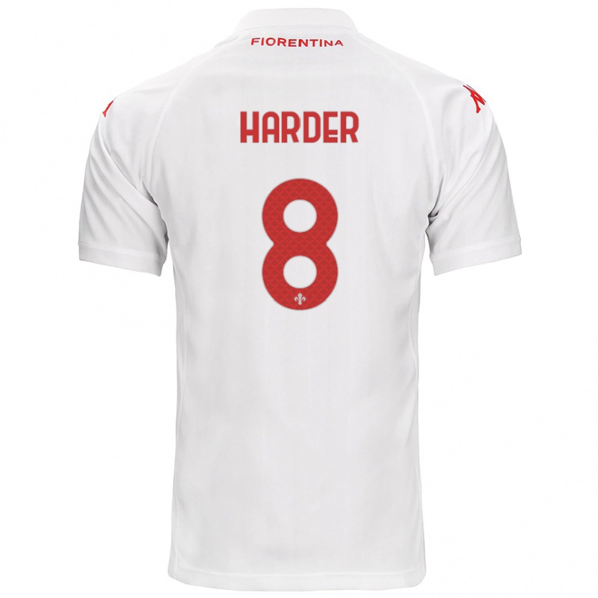 Kandiny Hombre Camiseta Jonas Harder #8 Blanco 2ª Equipación 2024/25 La Camisa Chile