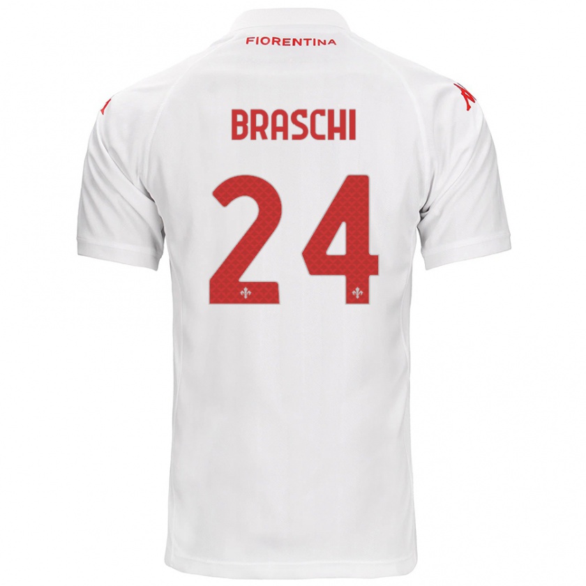 Kandiny Hombre Camiseta Riccardo Braschi #24 Blanco 2ª Equipación 2024/25 La Camisa Chile