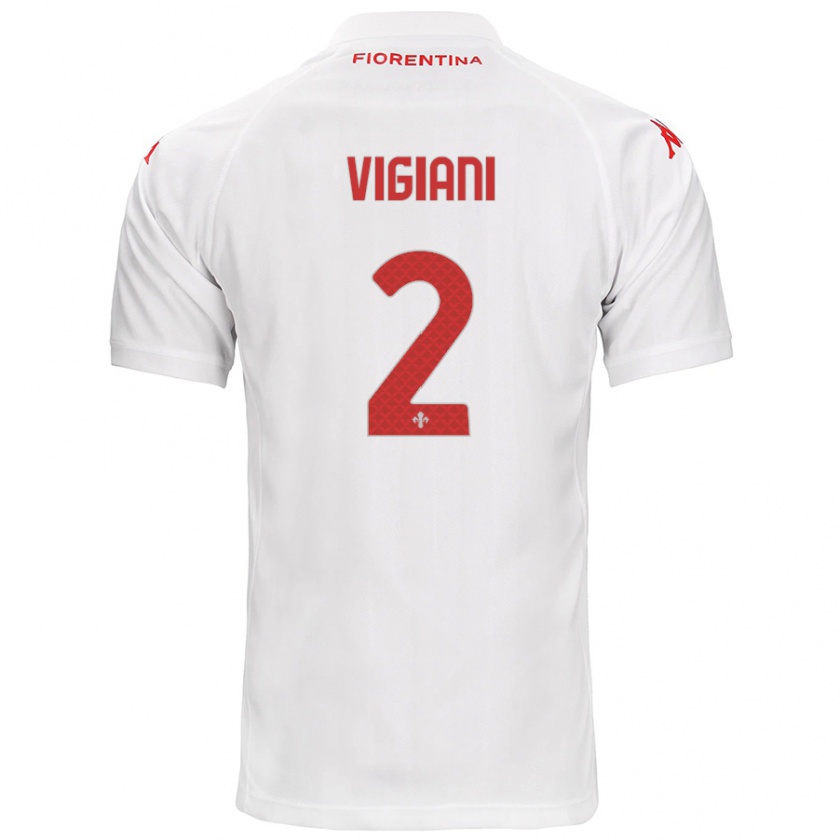 Kandiny Hombre Camiseta Lorenzo Vigiani #2 Blanco 2ª Equipación 2024/25 La Camisa Chile