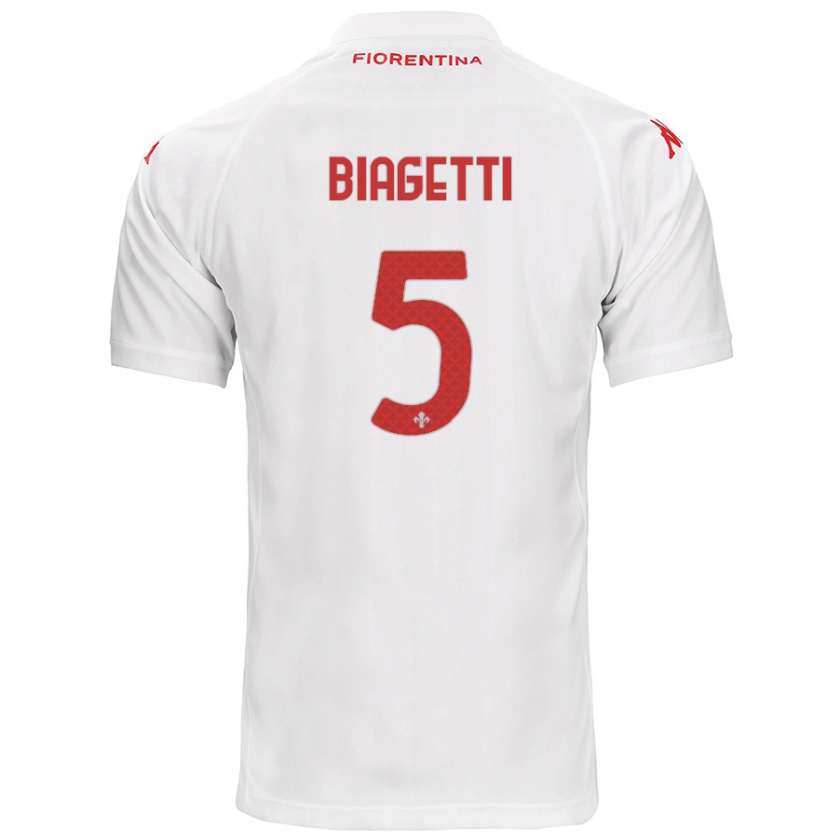 Kandiny Hombre Camiseta Christian Biagetti #5 Blanco 2ª Equipación 2024/25 La Camisa Chile