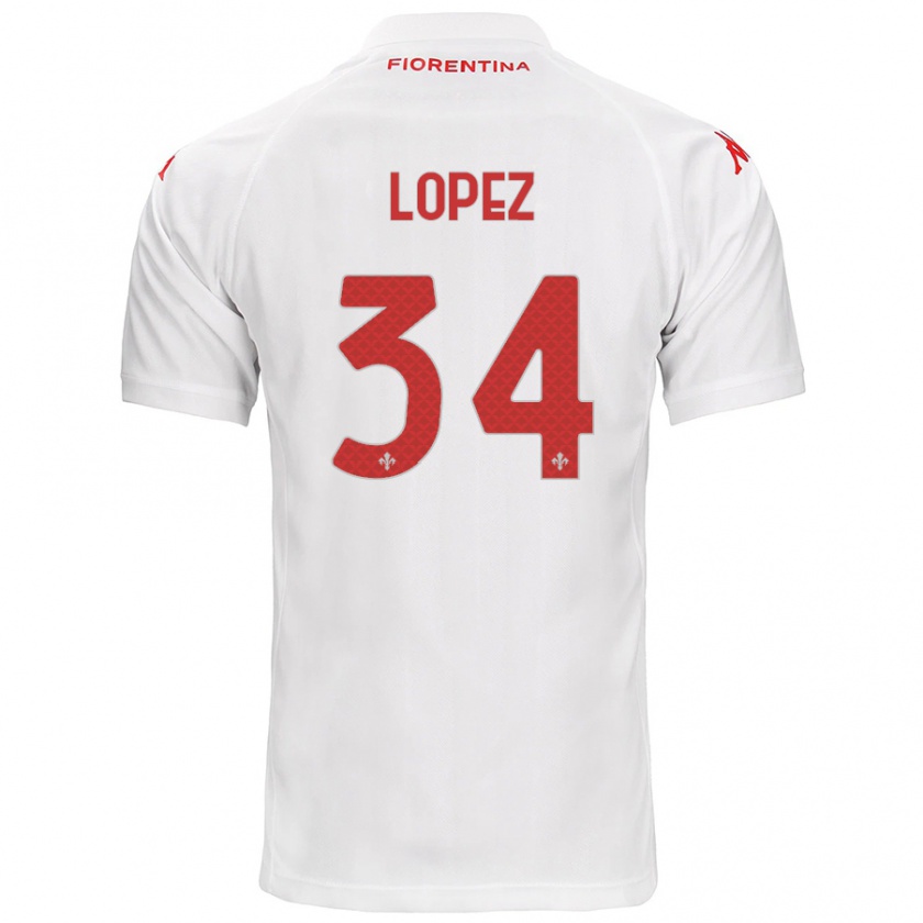 Kandiny Hombre Camiseta Lucas López #34 Blanco 2ª Equipación 2024/25 La Camisa Chile