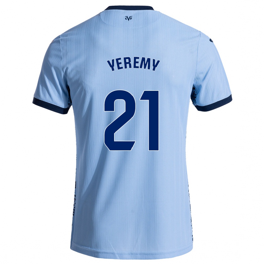 Kandiny Hombre Camiseta Yéremy Pino #21 Azul Cielo 2ª Equipación 2024/25 La Camisa Chile