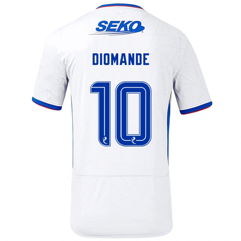 Kandiny Hombre Camiseta Mohamed Diomandé #10 Blanco Azul 2ª Equipación 2024/25 La Camisa Chile