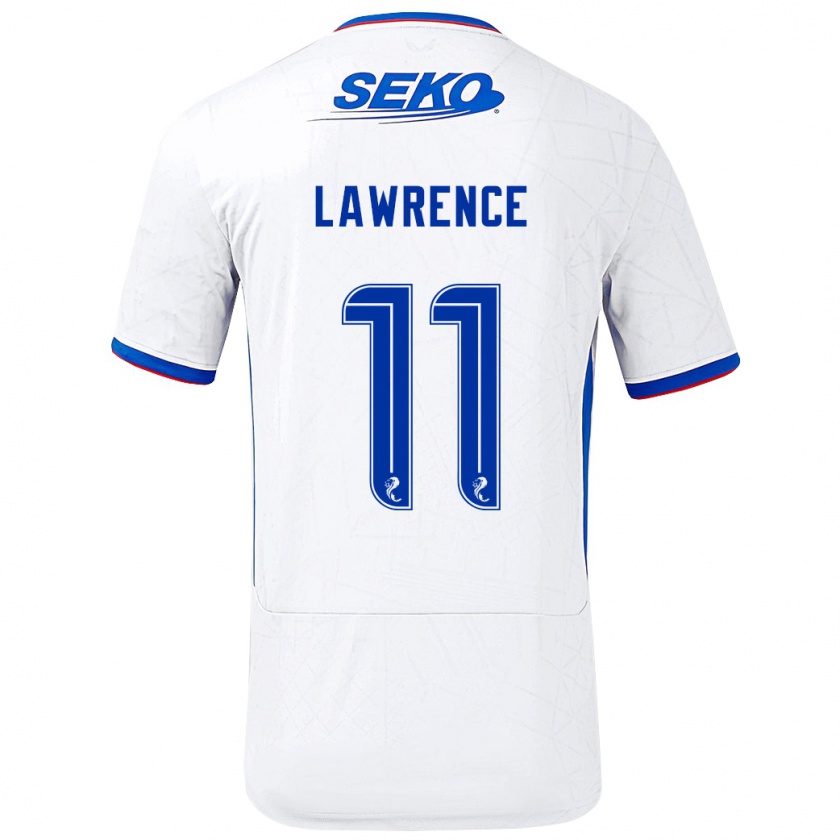 Kandiny Hombre Camiseta Tom Lawrence #11 Blanco Azul 2ª Equipación 2024/25 La Camisa Chile