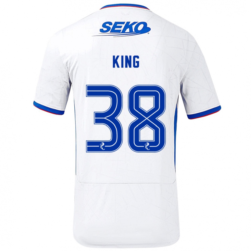 Kandiny Hombre Camiseta Leon King #38 Blanco Azul 2ª Equipación 2024/25 La Camisa Chile