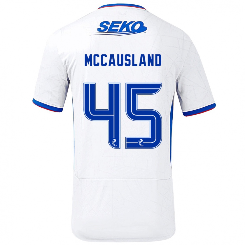 Kandiny Hombre Camiseta Ross Mccausland #45 Blanco Azul 2ª Equipación 2024/25 La Camisa Chile