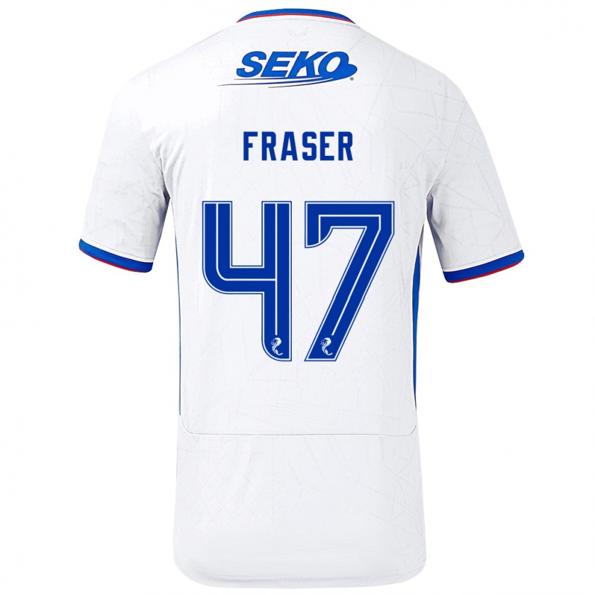 Kandiny Hombre Camiseta Robbie Fraser #47 Blanco Azul 2ª Equipación 2024/25 La Camisa Chile