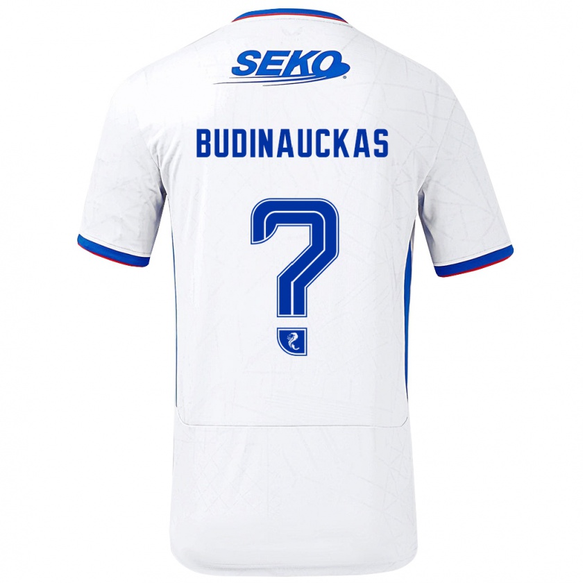 Kandiny Hombre Camiseta Lewis Budinauckas #0 Blanco Azul 2ª Equipación 2024/25 La Camisa Chile