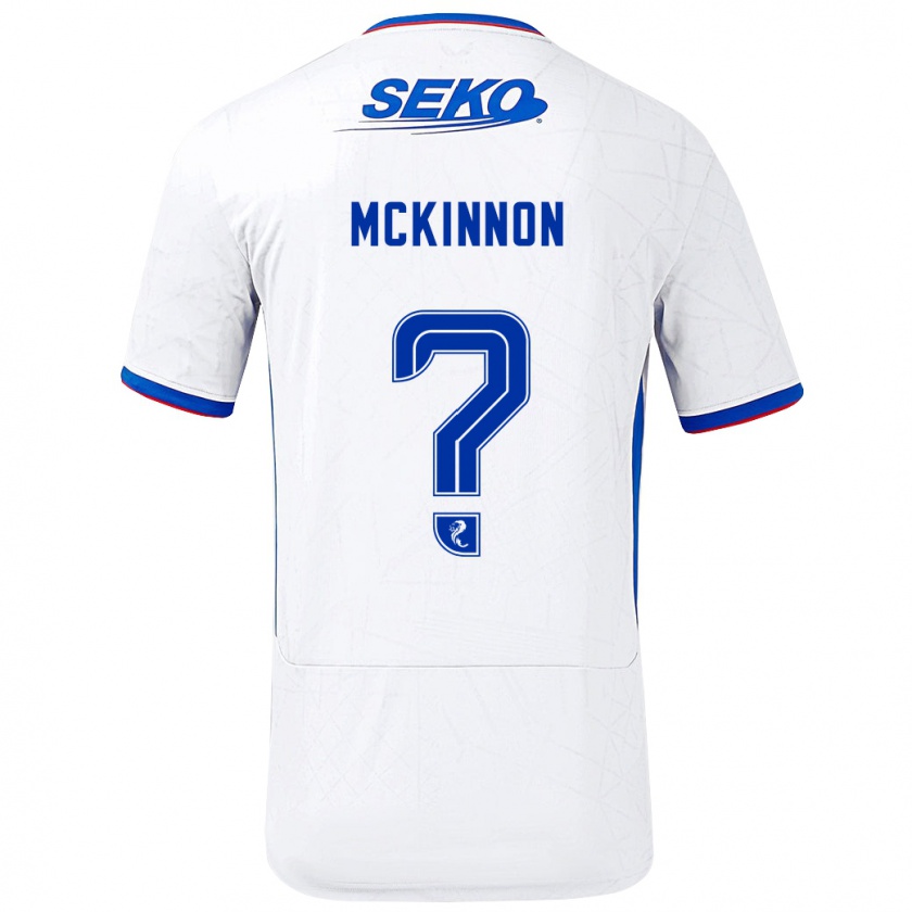 Kandiny Hombre Camiseta Cole Mckinnon #0 Blanco Azul 2ª Equipación 2024/25 La Camisa Chile