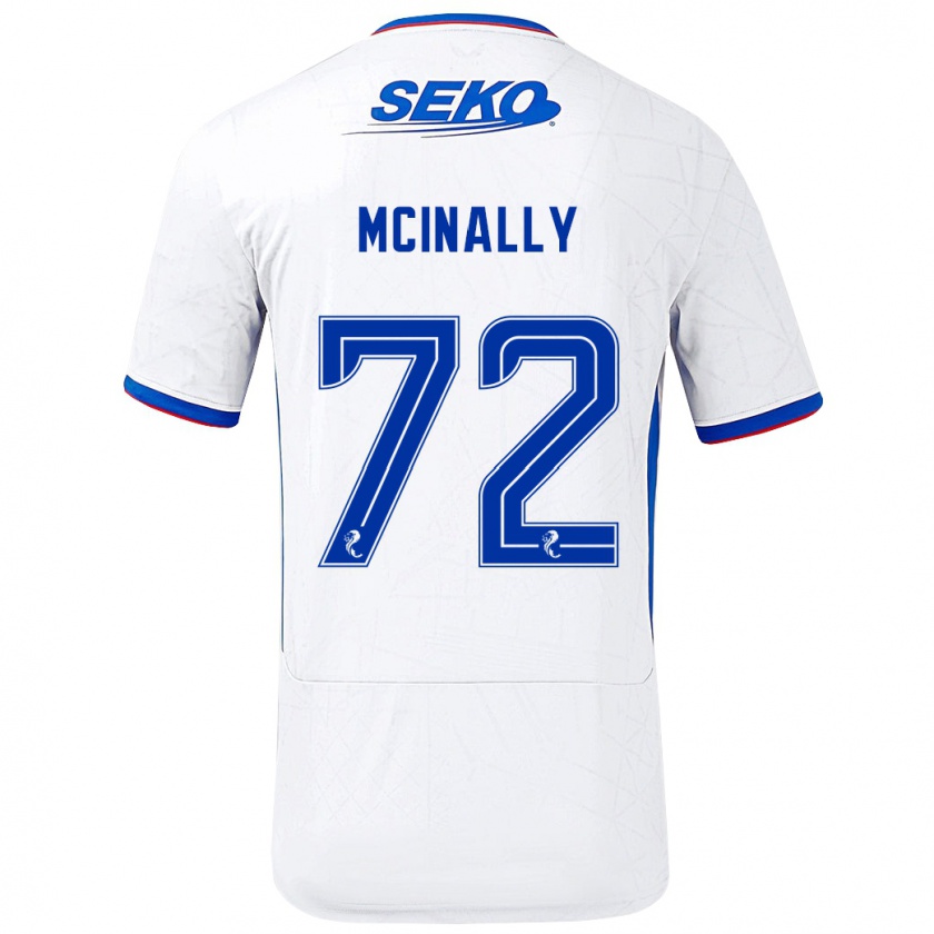 Kandiny Hombre Camiseta Darren Mcinally #72 Blanco Azul 2ª Equipación 2024/25 La Camisa Chile