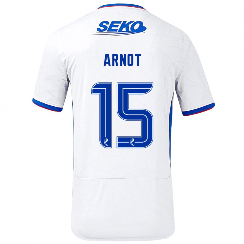 Kandiny Hombre Camiseta Lizzie Arnot #15 Blanco Azul 2ª Equipación 2024/25 La Camisa Chile