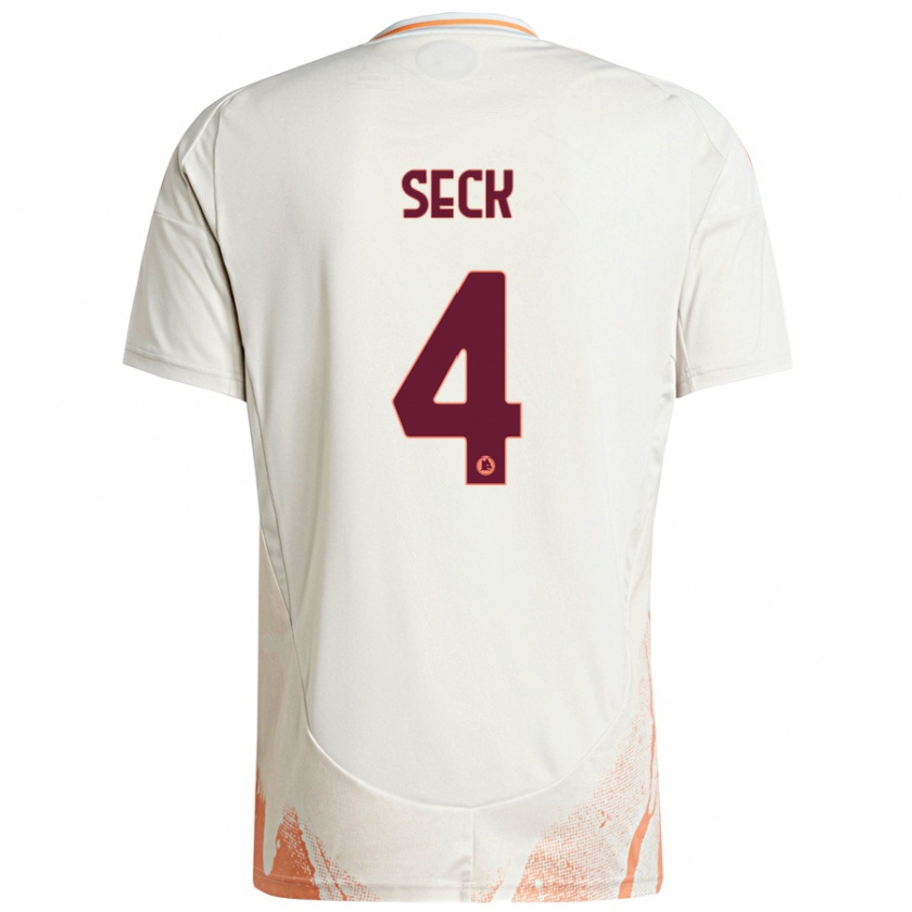 Kandiny Hombre Camiseta Mohamed Seck #4 Crema Blanco Naranja 2ª Equipación 2024/25 La Camisa Chile