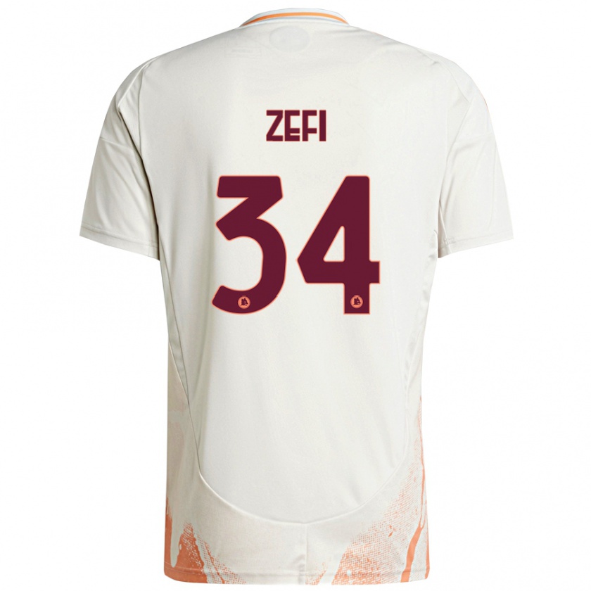 Kandiny Hombre Camiseta Kevin Zefi #34 Crema Blanco Naranja 2ª Equipación 2024/25 La Camisa Chile