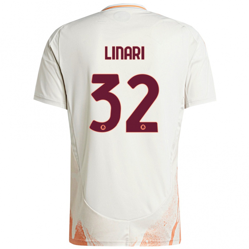 Kandiny Hombre Camiseta Elena Linari #32 Crema Blanco Naranja 2ª Equipación 2024/25 La Camisa Chile