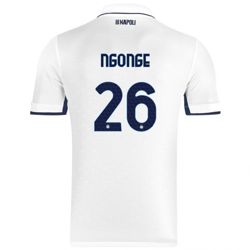 Kandiny Hombre Camiseta Cyril Ngonge #26 Blanco Azul Real 2ª Equipación 2024/25 La Camisa Chile