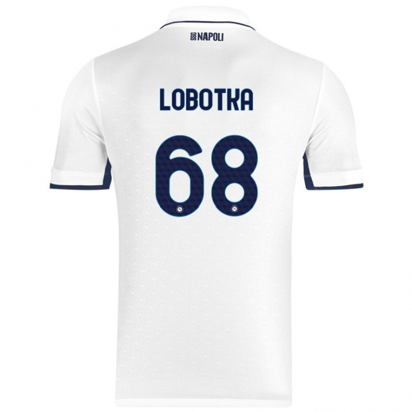 Kandiny Hombre Camiseta Stanislav Lobotka #68 Blanco Azul Real 2ª Equipación 2024/25 La Camisa Chile