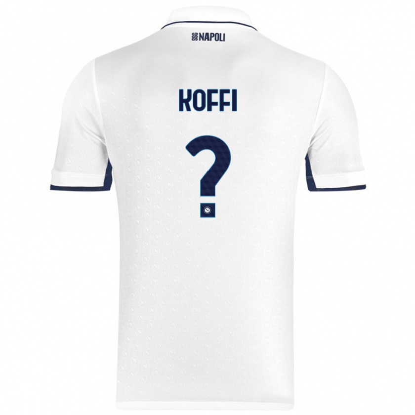 Kandiny Hombre Camiseta Cedrick Koffi #0 Blanco Azul Real 2ª Equipación 2024/25 La Camisa Chile