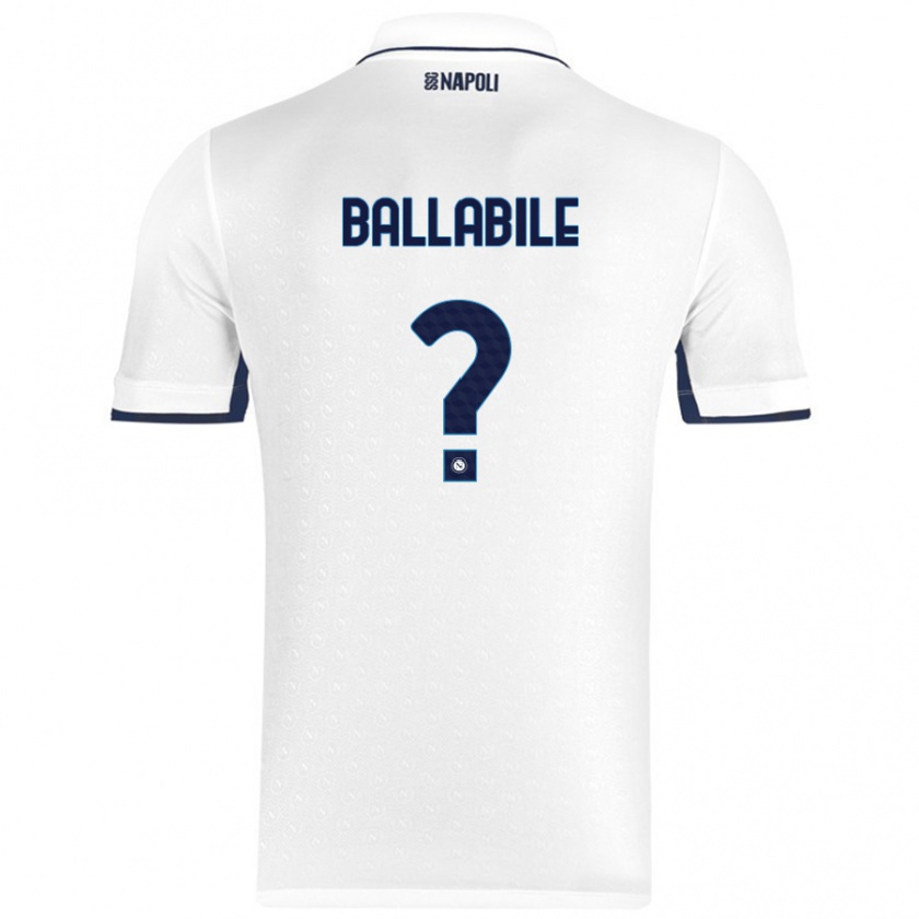 Kandiny Hombre Camiseta Ernesto Ballabile #0 Blanco Azul Real 2ª Equipación 2024/25 La Camisa Chile