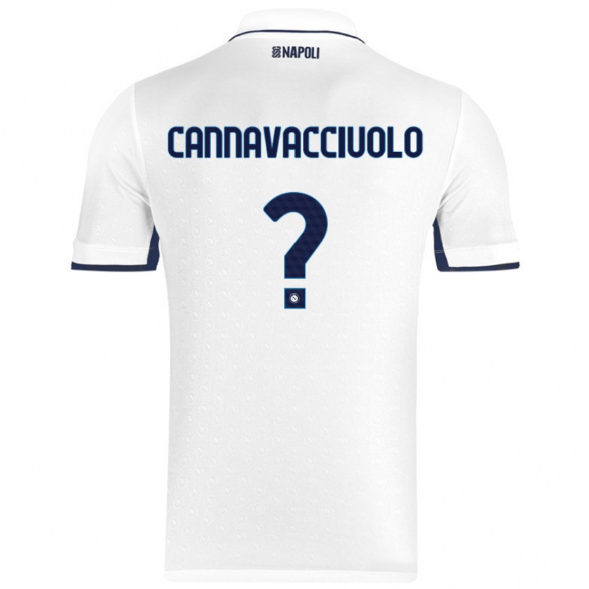 Kandiny Hombre Camiseta Luigi Pio Cannavacciuolo #0 Blanco Azul Real 2ª Equipación 2024/25 La Camisa Chile