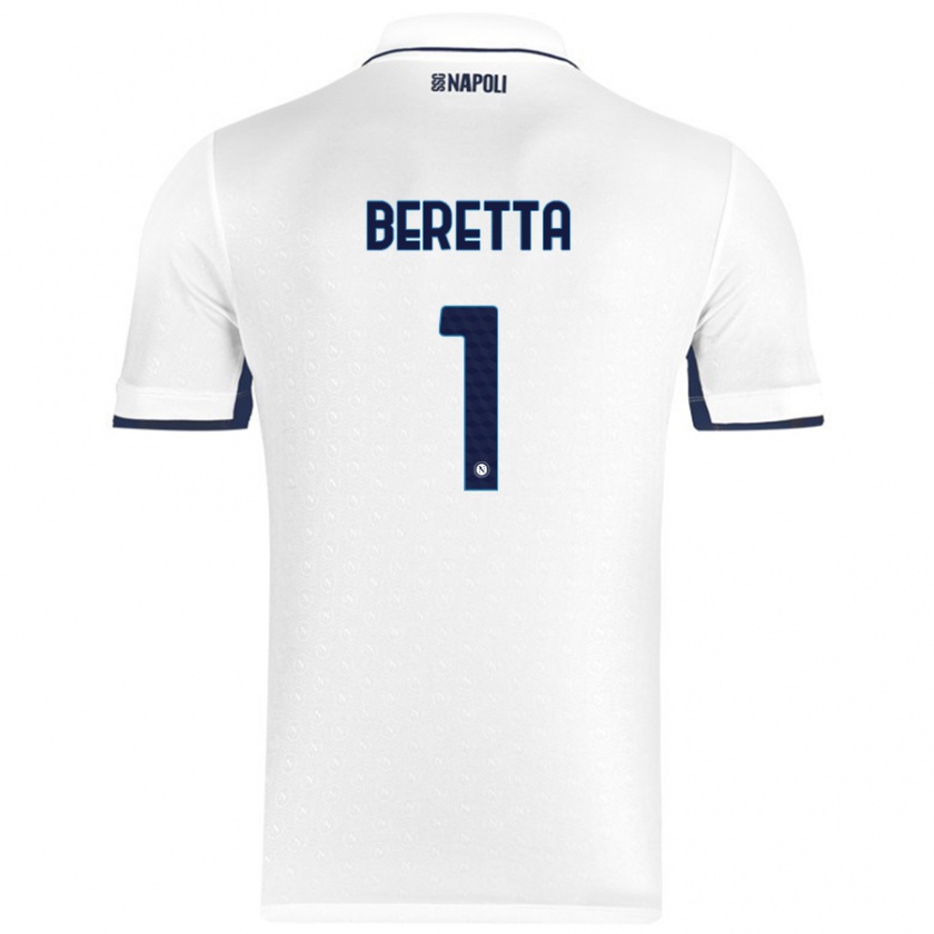 Kandiny Hombre Camiseta Beatrice Beretta #1 Blanco Azul Real 2ª Equipación 2024/25 La Camisa Chile