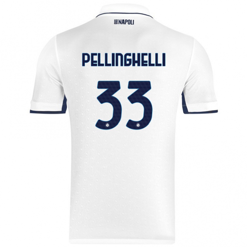 Kandiny Hombre Camiseta Alice Pellinghelli #33 Blanco Azul Real 2ª Equipación 2024/25 La Camisa Chile