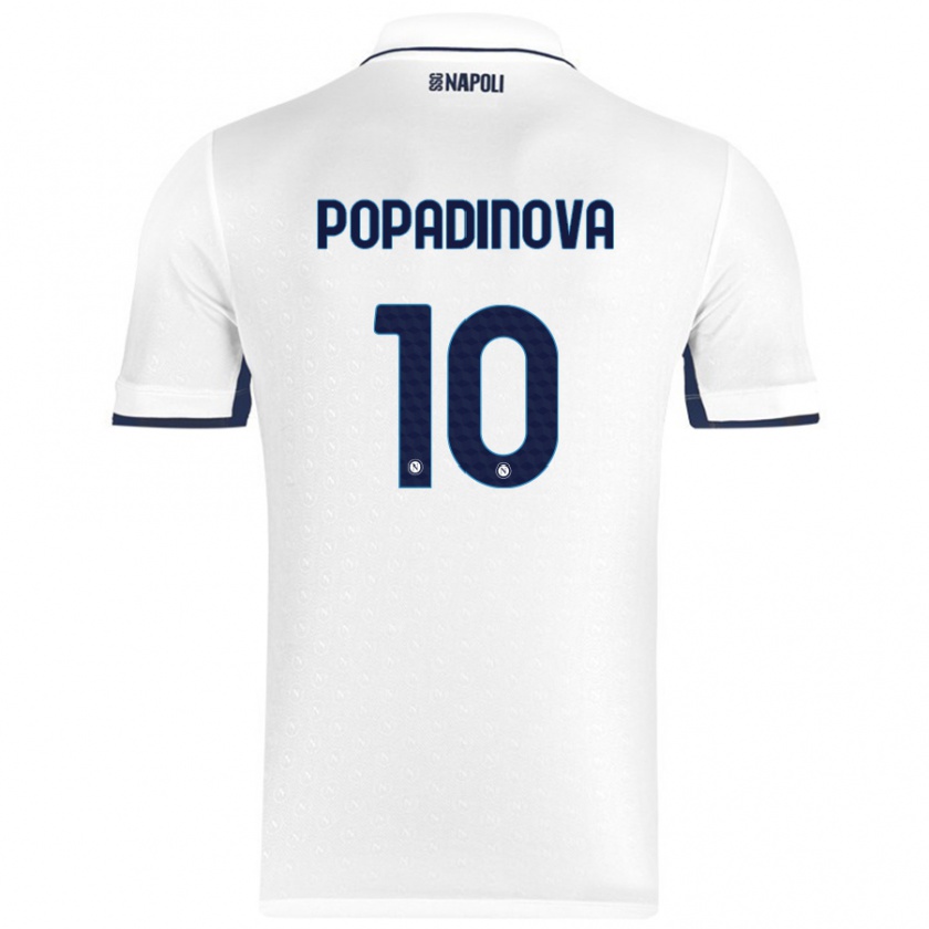 Kandiny Hombre Camiseta Evdokiya Popadinova #10 Blanco Azul Real 2ª Equipación 2024/25 La Camisa Chile