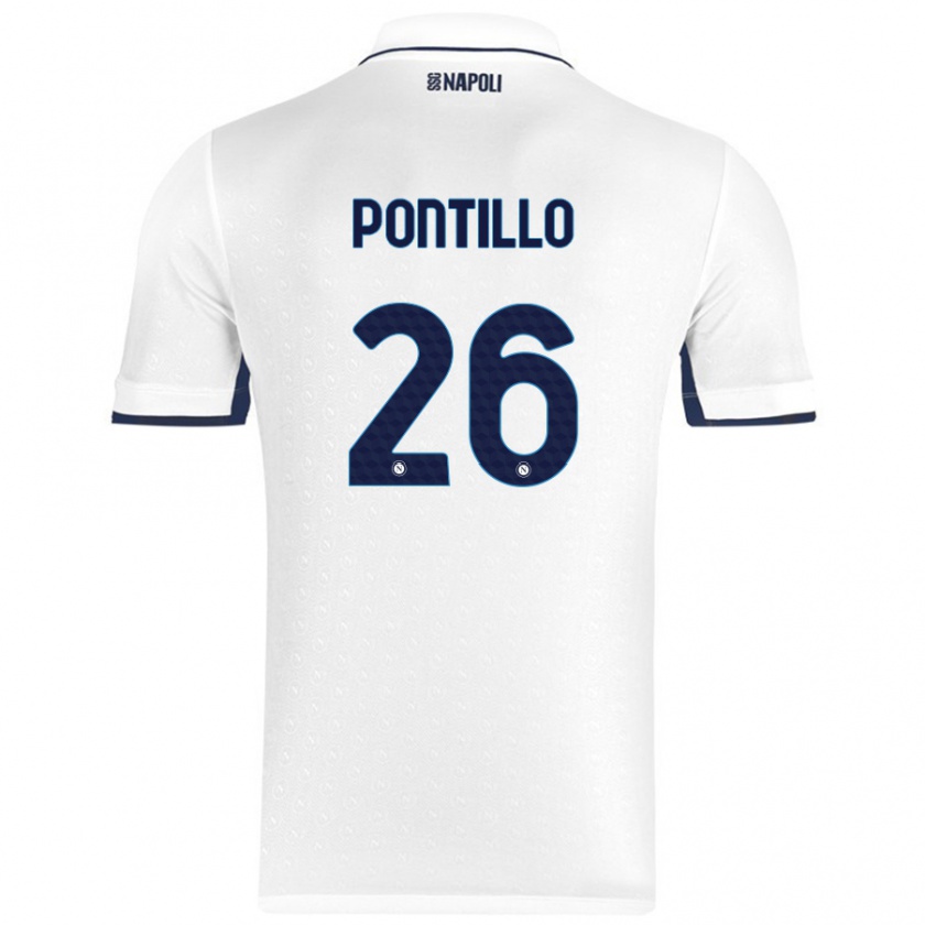 Kandiny Hombre Camiseta Pasquale Pontillo #26 Blanco Azul Real 2ª Equipación 2024/25 La Camisa Chile