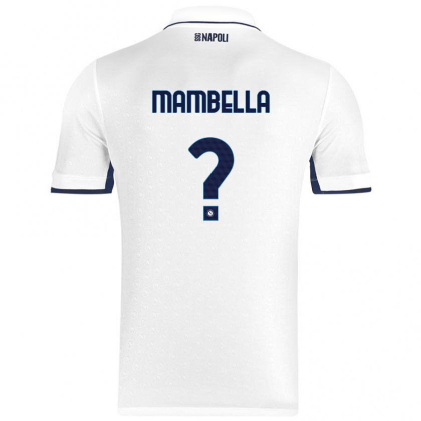 Kandiny Hombre Camiseta Andrea Mambella #0 Blanco Azul Real 2ª Equipación 2024/25 La Camisa Chile