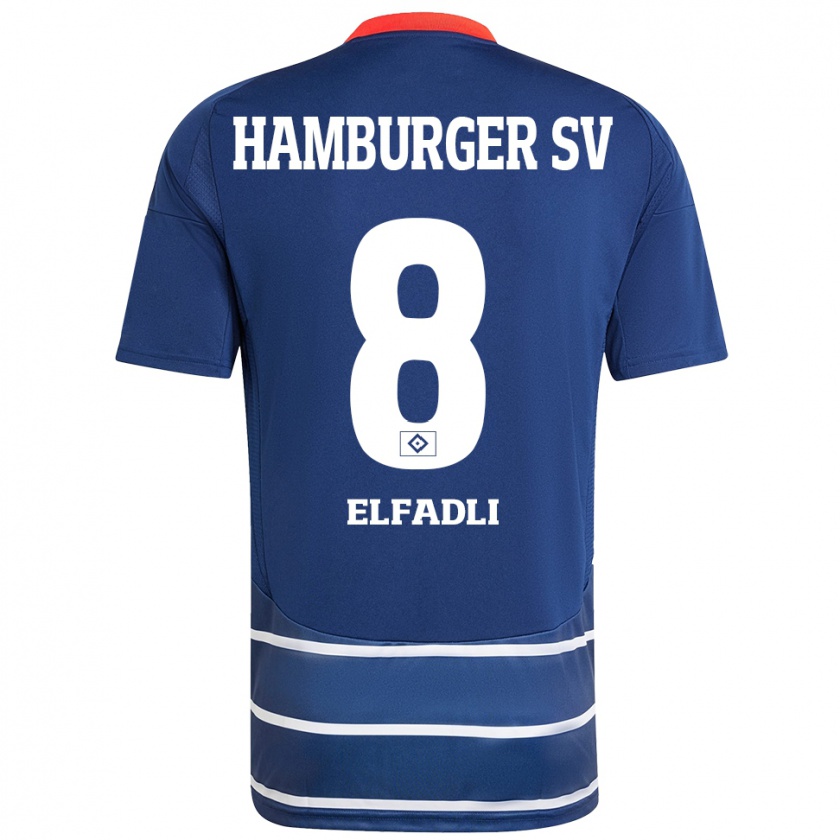 Kandiny Hombre Camiseta Daniel Elfadli #8 Azul Oscuro 2ª Equipación 2024/25 La Camisa Chile