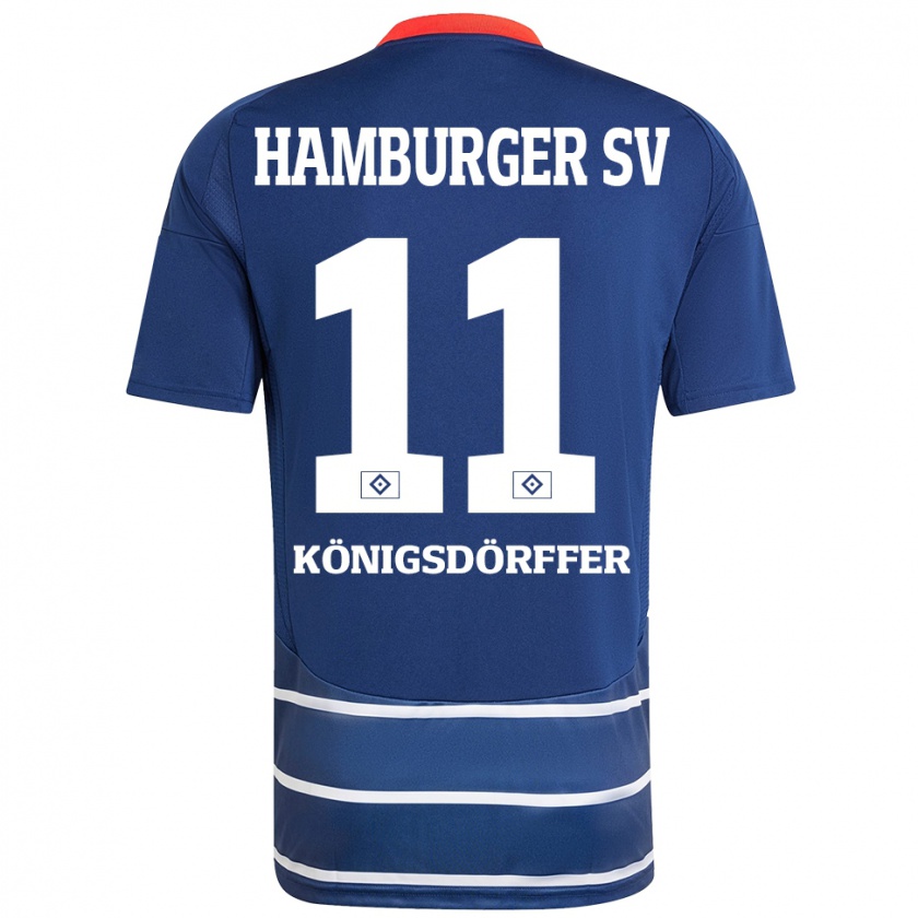 Kandiny Hombre Camiseta Ransford Königsdörffer #11 Azul Oscuro 2ª Equipación 2024/25 La Camisa Chile