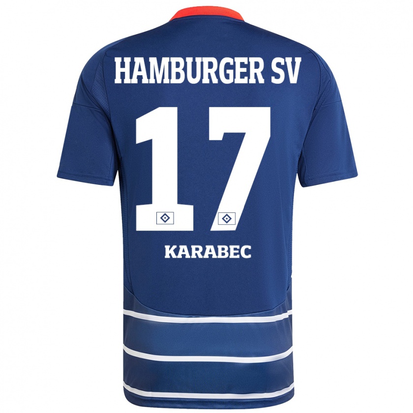 Kandiny Hombre Camiseta Adam Karabec #17 Azul Oscuro 2ª Equipación 2024/25 La Camisa Chile