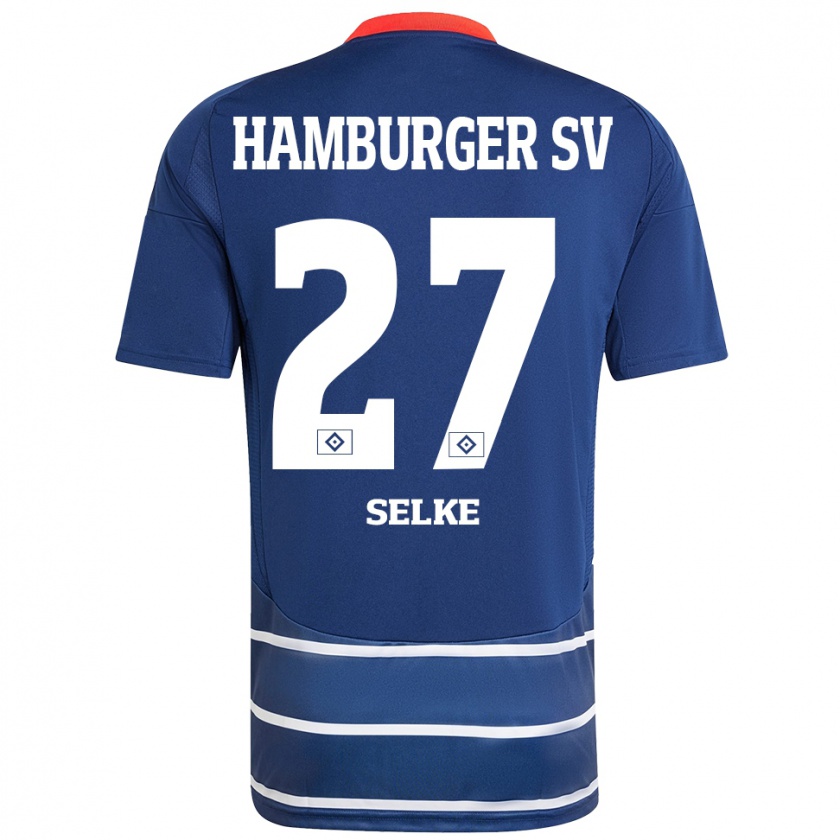 Kandiny Hombre Camiseta Davie Selke #27 Azul Oscuro 2ª Equipación 2024/25 La Camisa Chile