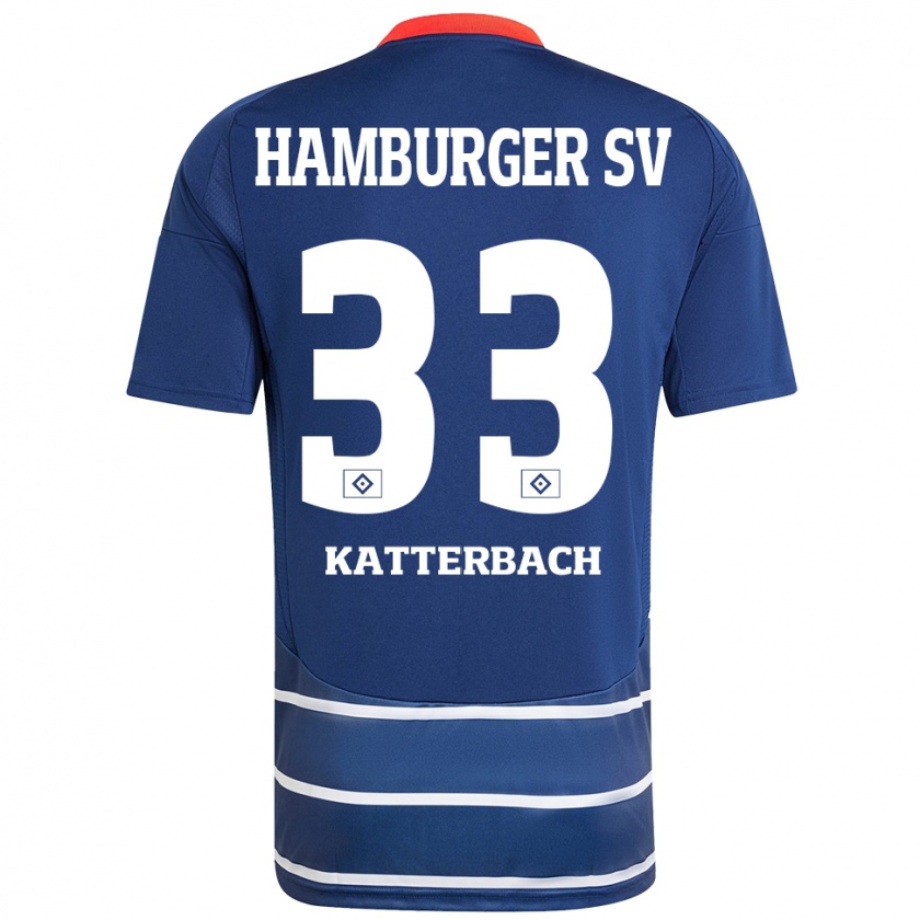 Kandiny Hombre Camiseta Noah Katterbach #33 Azul Oscuro 2ª Equipación 2024/25 La Camisa Chile